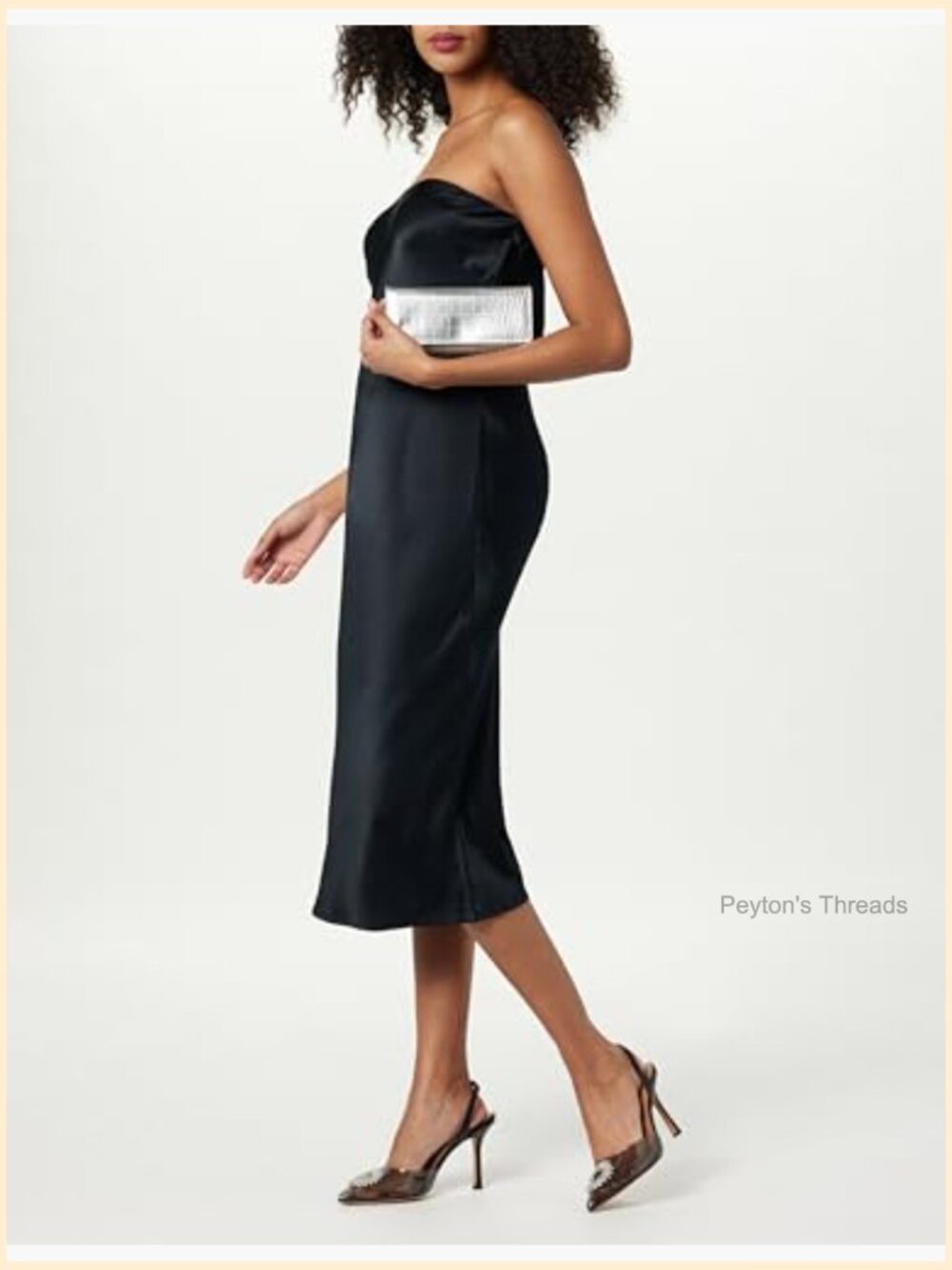 Strapless Midi Dress A-Line Silhouette Wedding Occasion - Picture 4 of 7